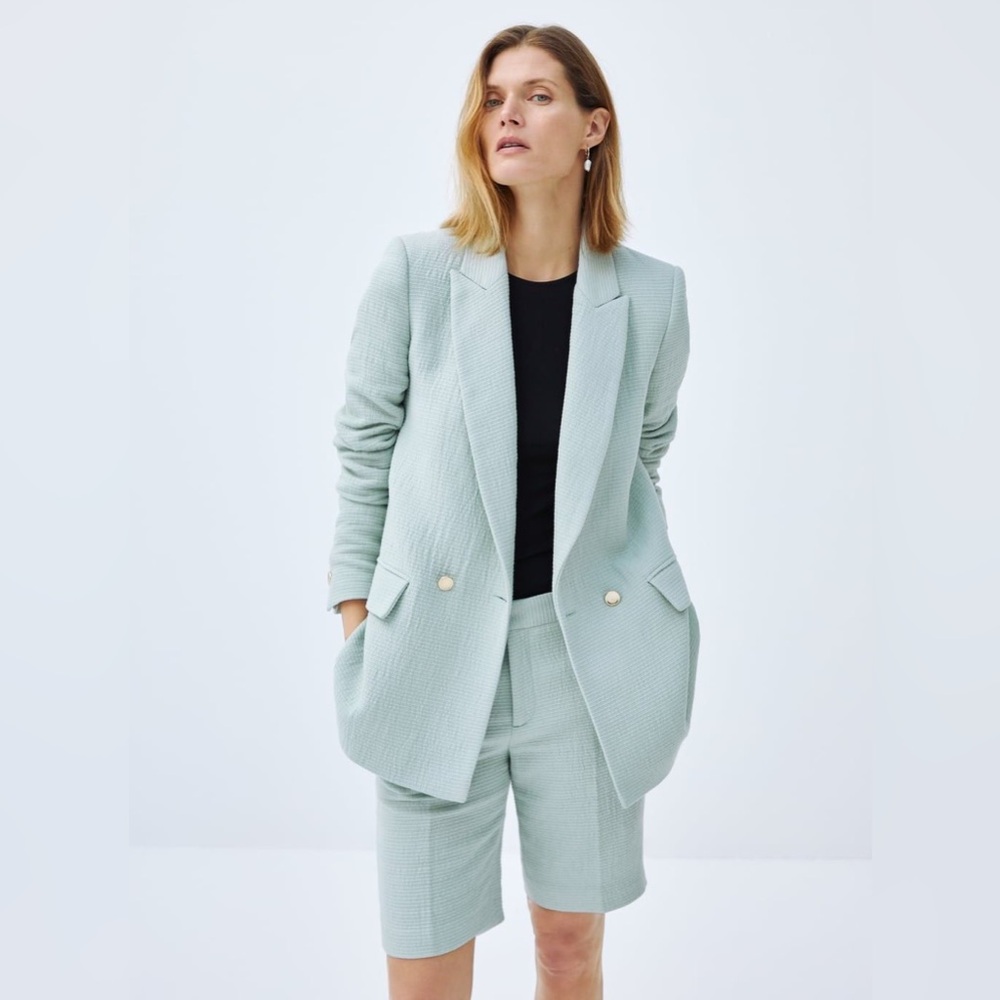 Zara TEXTURED WEAVE TWEED OverSized Blazer Size XS NEW